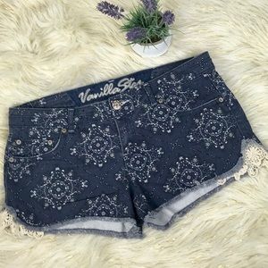 Vanilla Star Bandanna Blue Jean Shorts Size 13